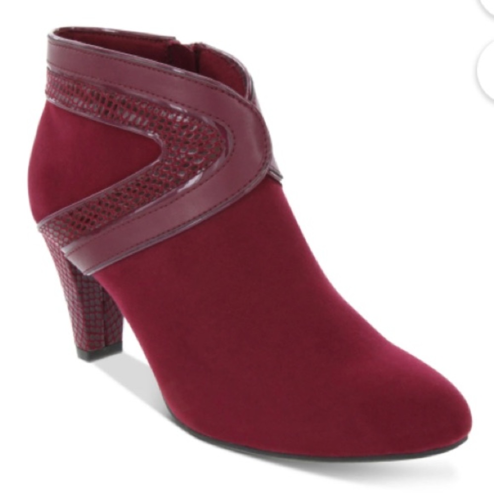 NIB - KAREN SCOTT Womens Burgundy Snake Wendaa Heel Zip-Up Dress Booties 10